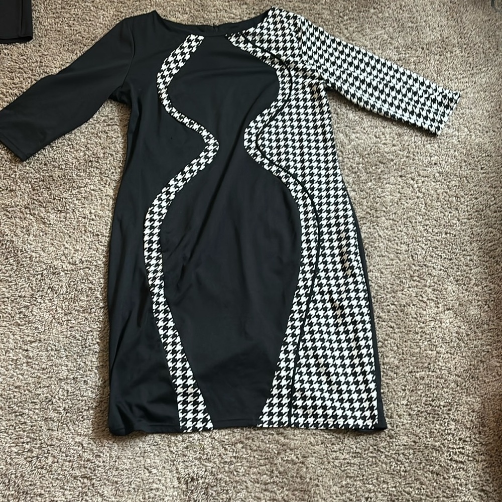 Oklich black and white houndstooth dress
